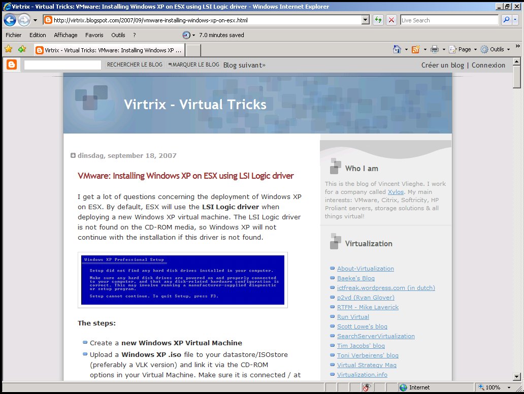 Installer Windows XP sur VMware ESXi? 2