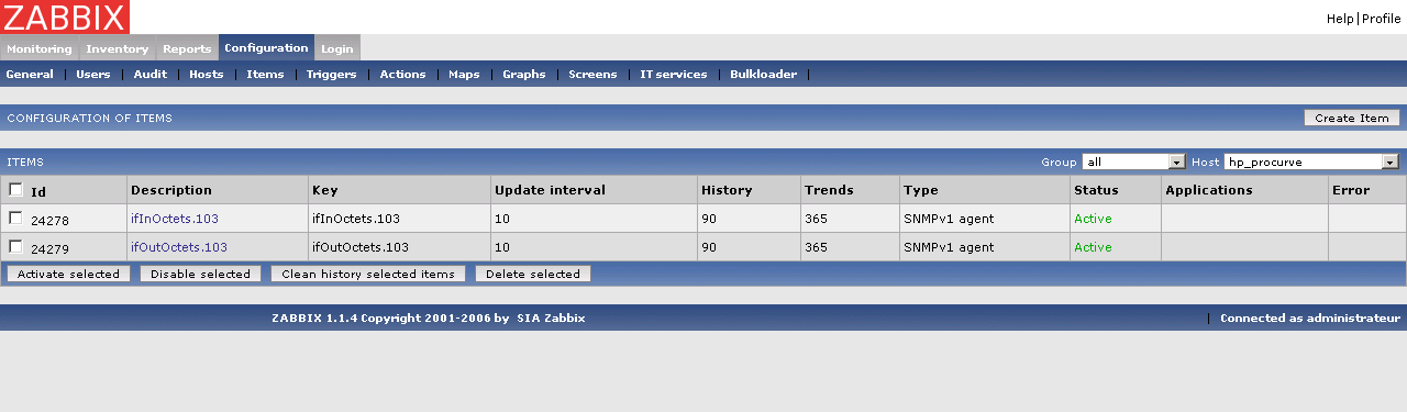 Suivre des périphériques SNMP avec ZABBIX 54