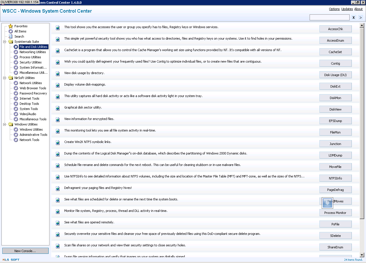 Une console graphique aux outils Sysinternals 1