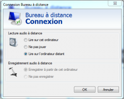 Options audio du mode accès distant de Windows7